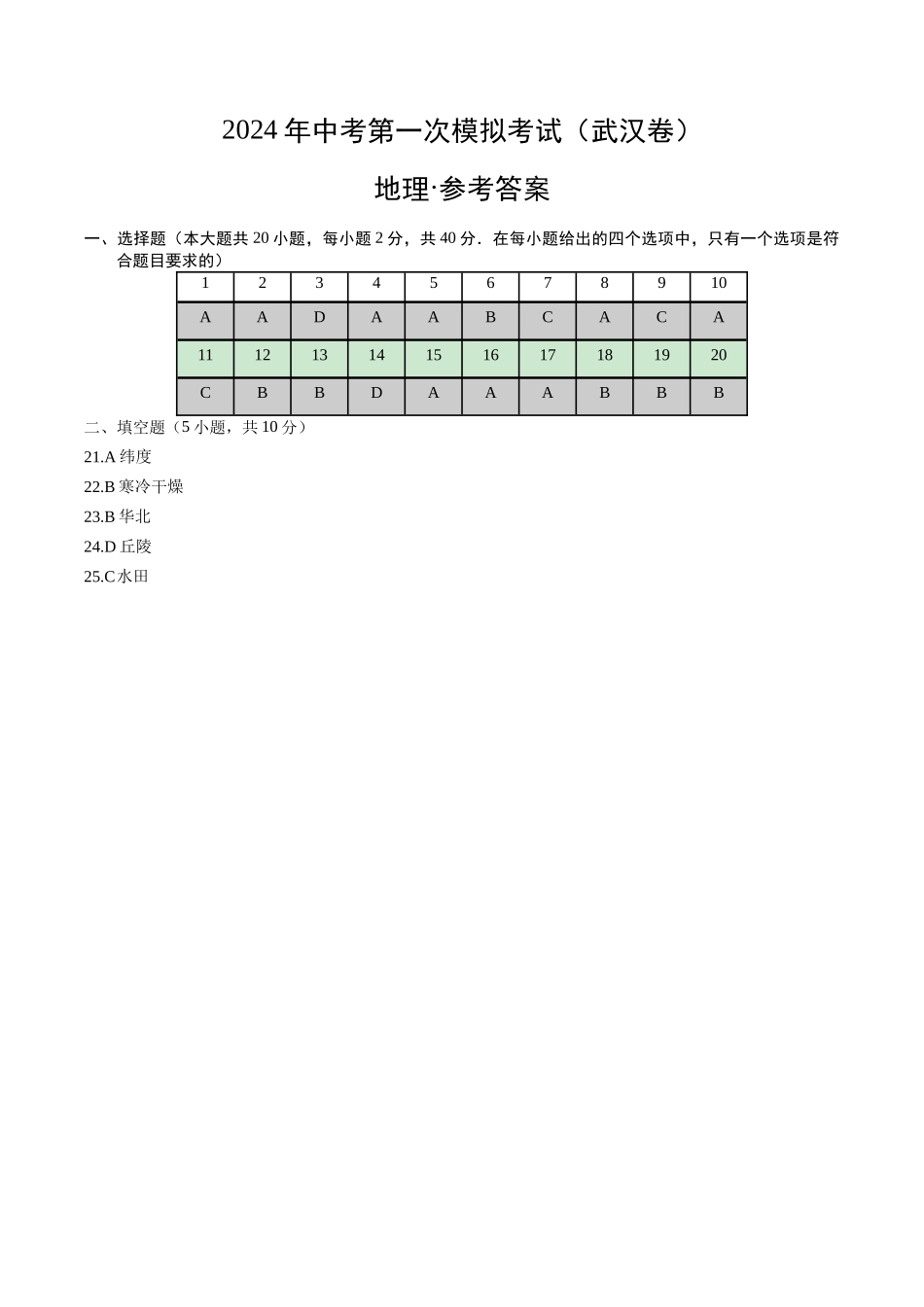 地理（武汉）（参考答案及评分标准）(1).docx_第1页