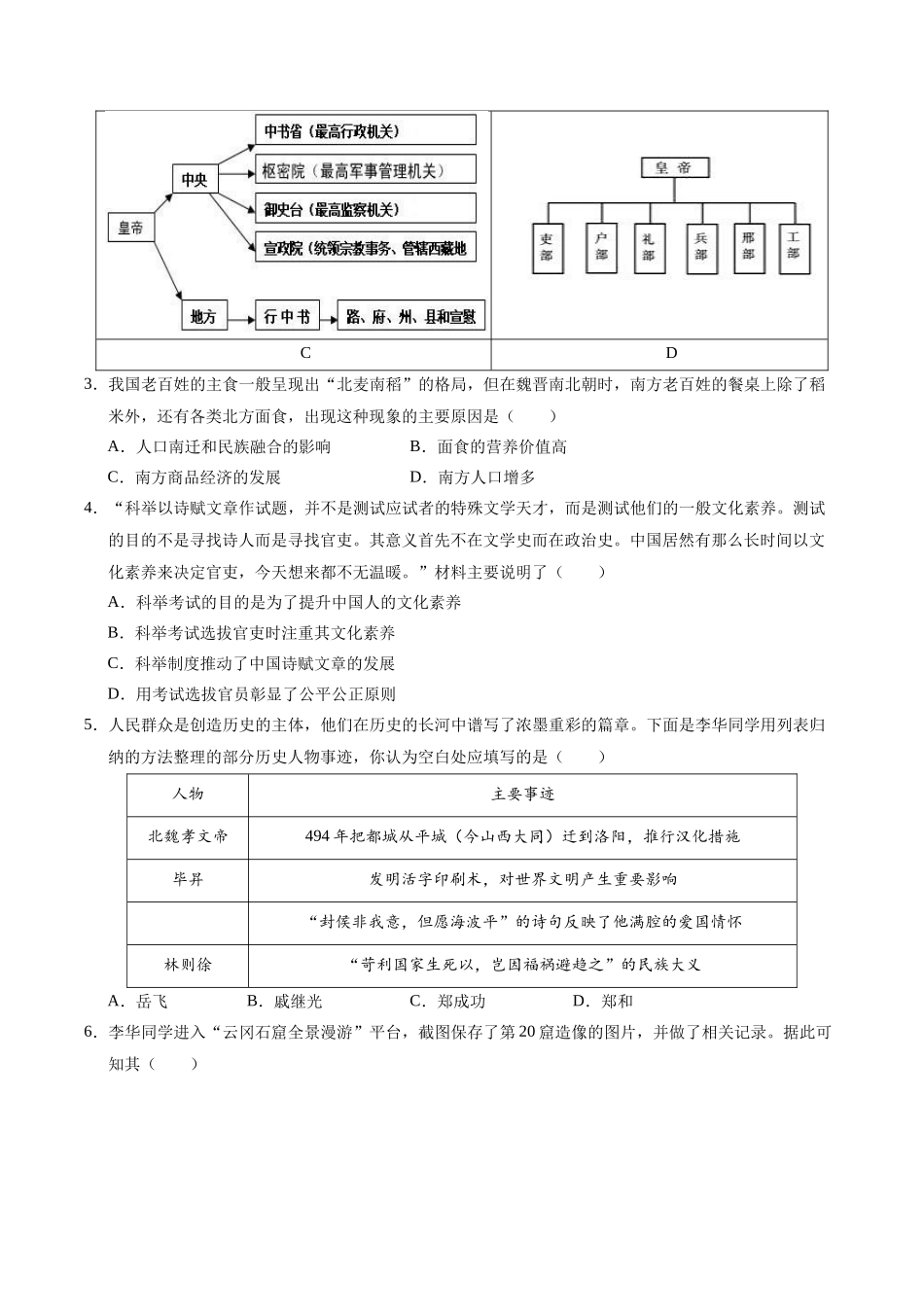 历史（山西卷）（考试版A4）(1).docx_第2页