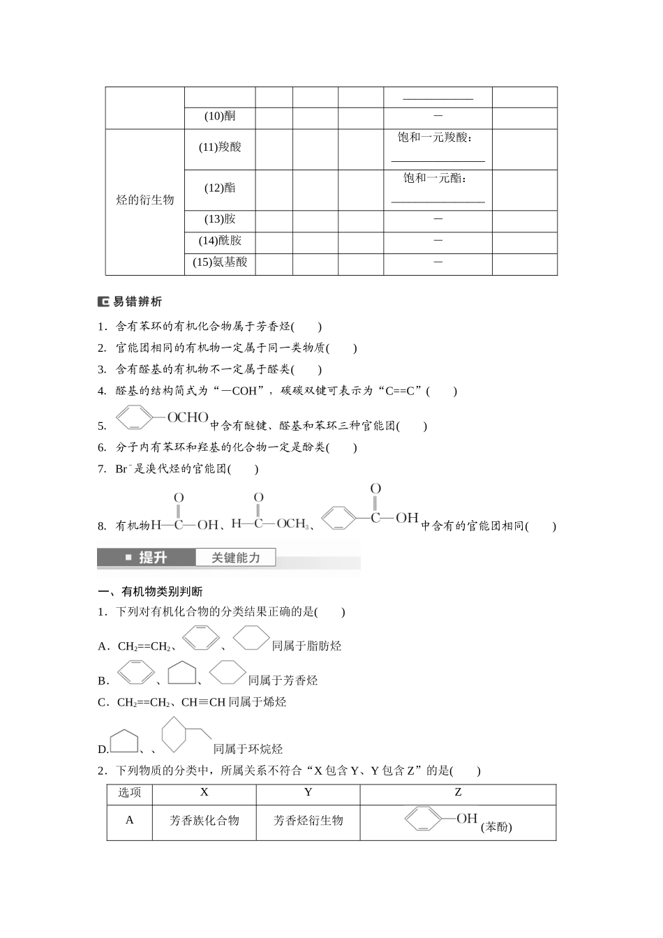 2025步步高大一轮复习人教版化学讲义 大单元五　第十三章　第60讲　有机化合物的分类、命名及研究方法.docx_第2页