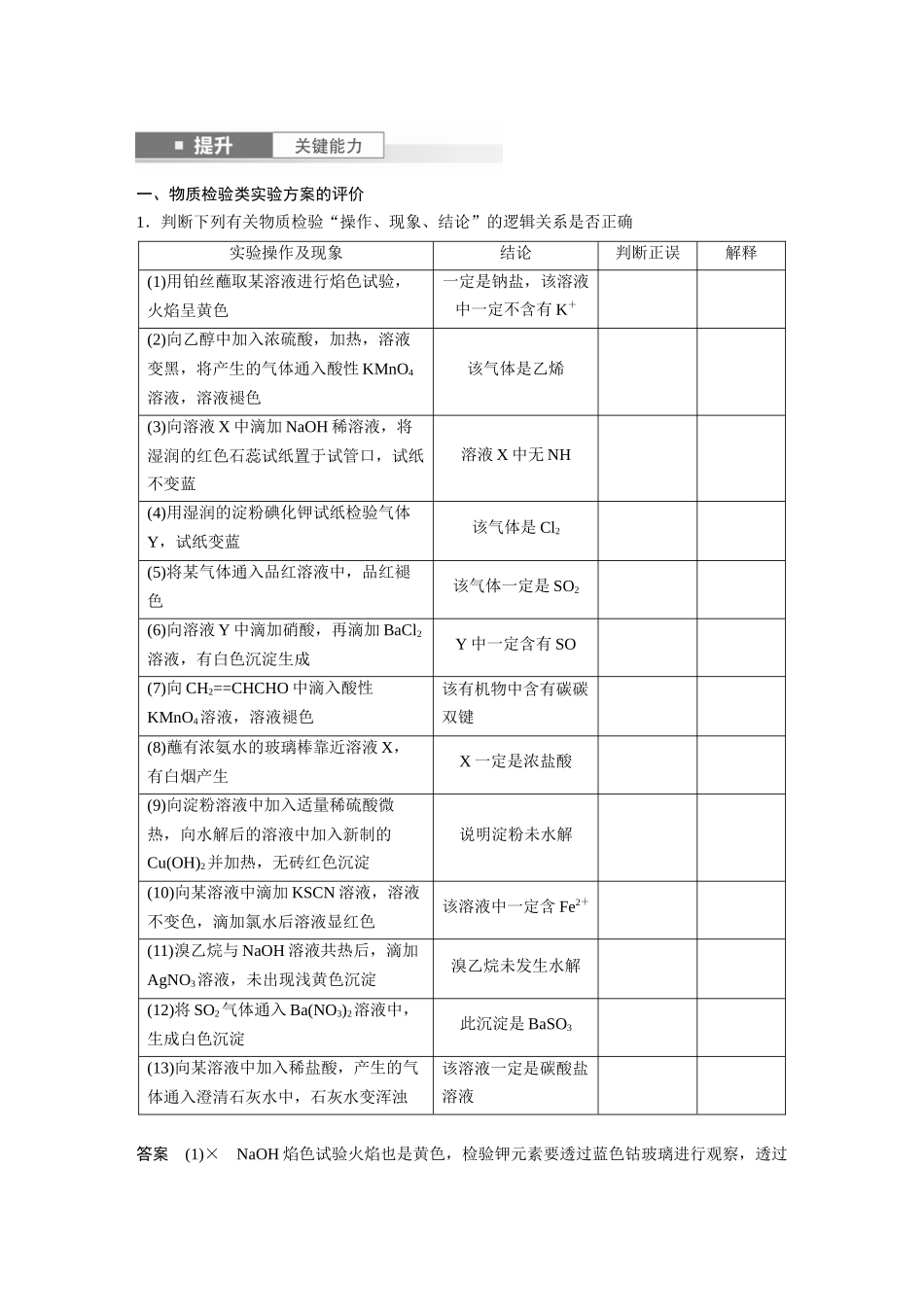 2025步步高大一轮复习人教版化学讲义大单元六　第十六章　第71讲　简单实验方案的设计与评价.docx_第2页