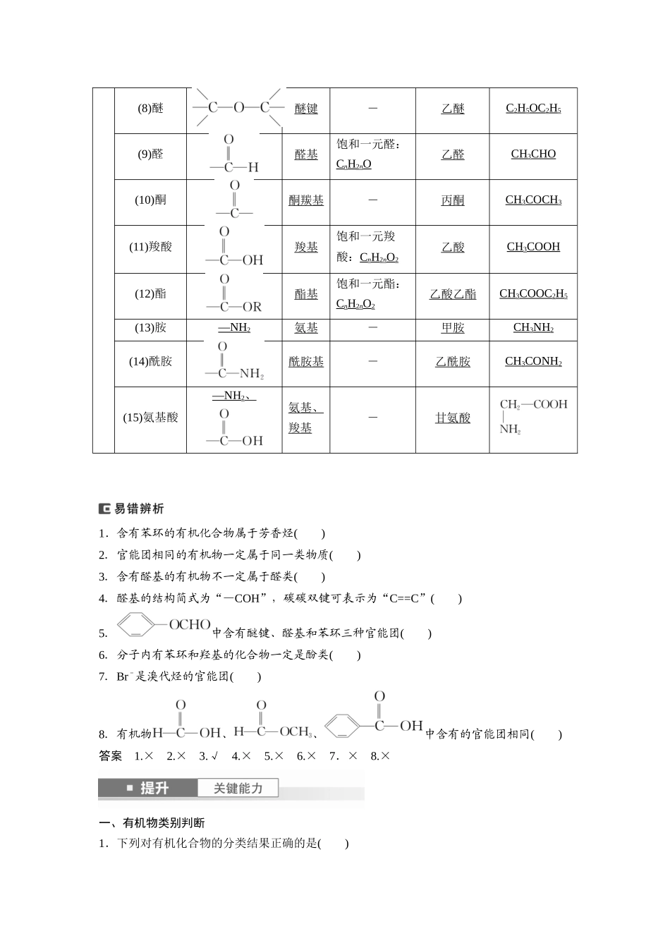 2025步步高大一轮复习人教版化学讲义大单元五　第十三章　第60讲　有机化合物的分类、命名及研究方法.docx_第2页