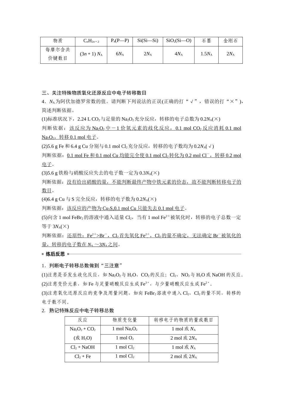 2025步步高大一轮复习人教版化学讲义大单元一　第二章　热点强化4　包罗万象的阿伏加德罗常数(NA).docx_第3页