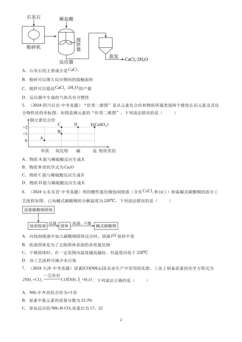 专题24 信息给予题（原卷版）-三年(2022-2024)中考化学真题分类汇编.docx_第2页