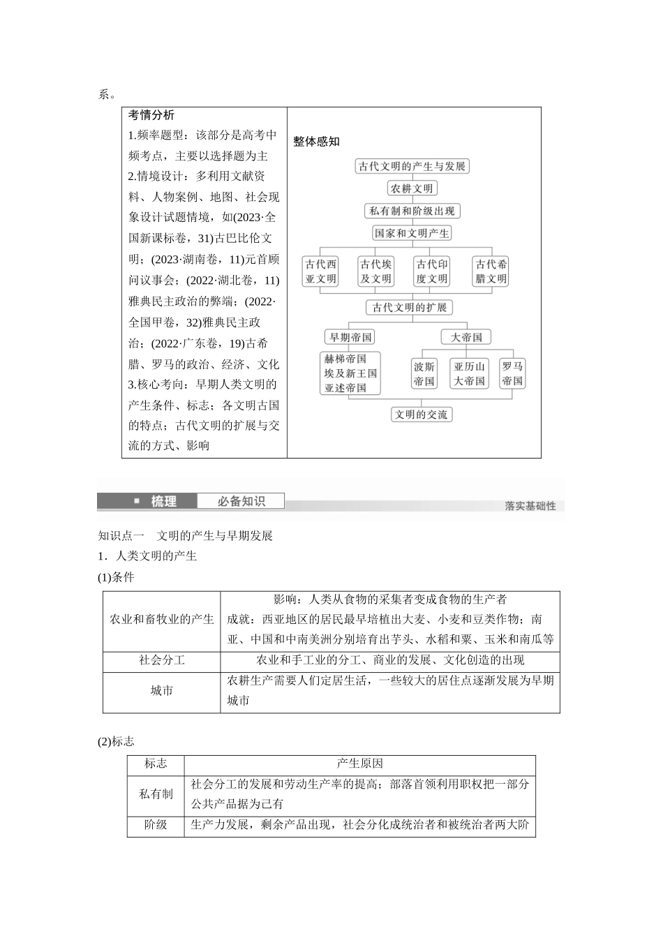 2025历史步步高大一轮复习讲义板块四　第十一单元　第29讲　古代文明的产生与发展.docx_第2页