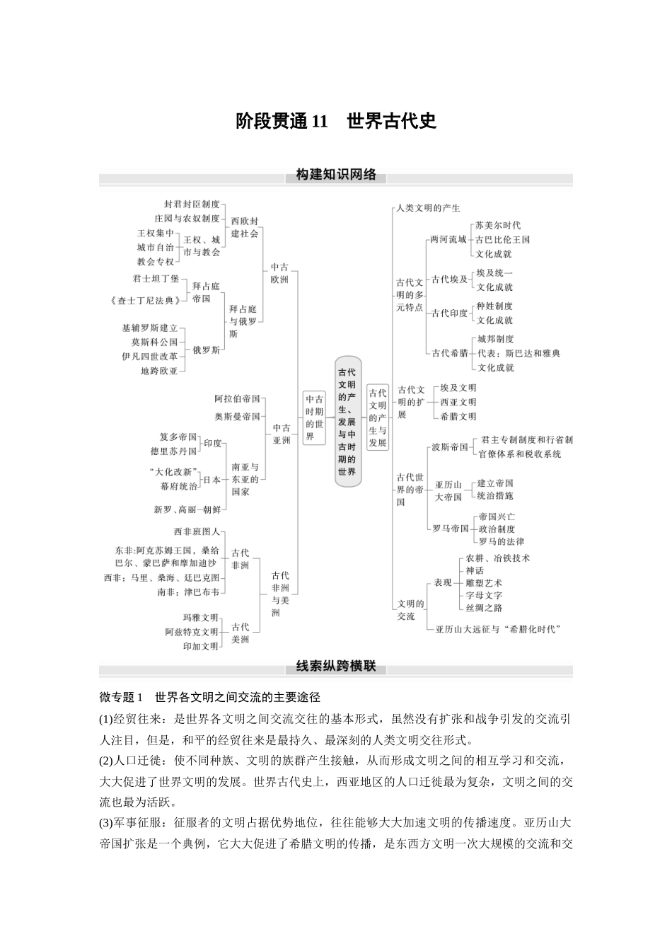 2025历史步步高大一轮复习讲义板块四　第十一单元　阶段贯通11　世界古代史.docx_第1页