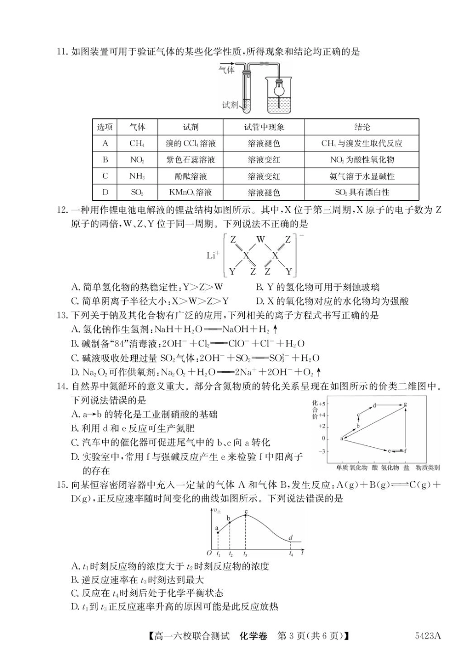 广东省六校（清中、河中、惠中、茂中等）2024-2025学年高一下学期5月联合测试 化学 PDF版含解析.pdf_第3页