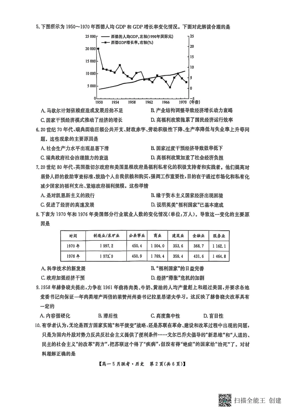 河南省洛阳市强基联盟2024-2025学年高一下学期5月联考历史试题（PDF格式，含答案）.pdf_第2页