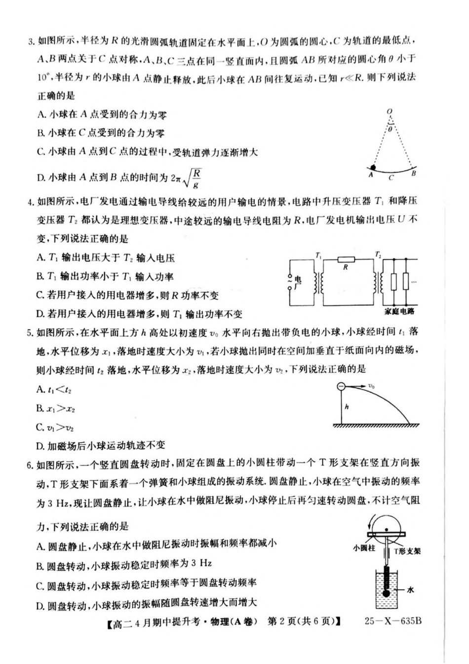 山西省晋城市部分学校2024-2025学年高二下学期4月期中提升考 物理（A卷）PDF版含解析.pdf_第2页