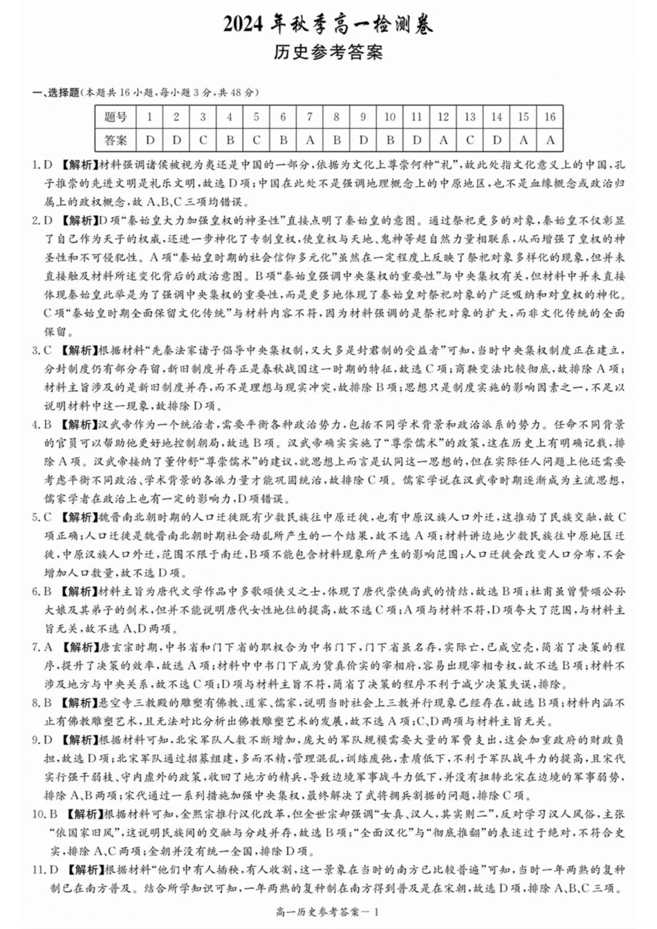 【Top5强校】【湖南卷】湖南省长沙市长郡中学2024-2025学年高一上学期12月月考（12.10-12.11）历史试卷解析.pdf_第1页