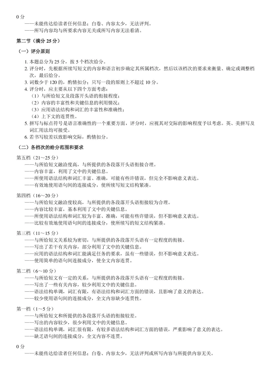 【广东卷】广东省广州市2024-2025学年高一上学期期末检测卷（一）（25-T-376A）（12.30-12.31）【英语试卷25-T-376A答案】--英语写作评分细则(376-380同).pdf_第2页
