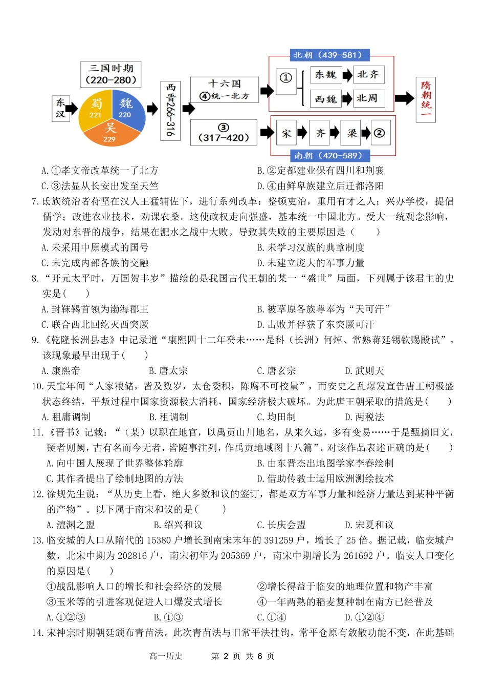 【浙江卷】浙江省金华市卓越联盟高一12月阶段性联考全科试卷及答案历史试卷.pdf_第2页