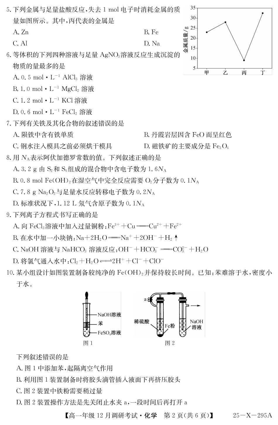 27届高一年级TOP二十名校12月调研考试化学试卷.pdf_第2页