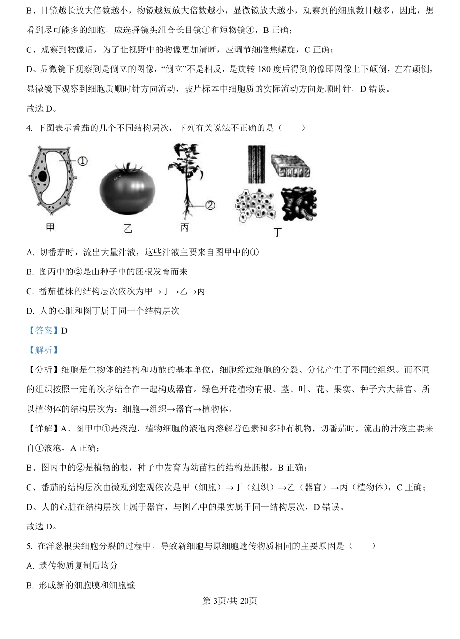 福建省泉州市部分地区2024-2025学年高一上学期开学考试生物试题（解析版）.pdf_第3页