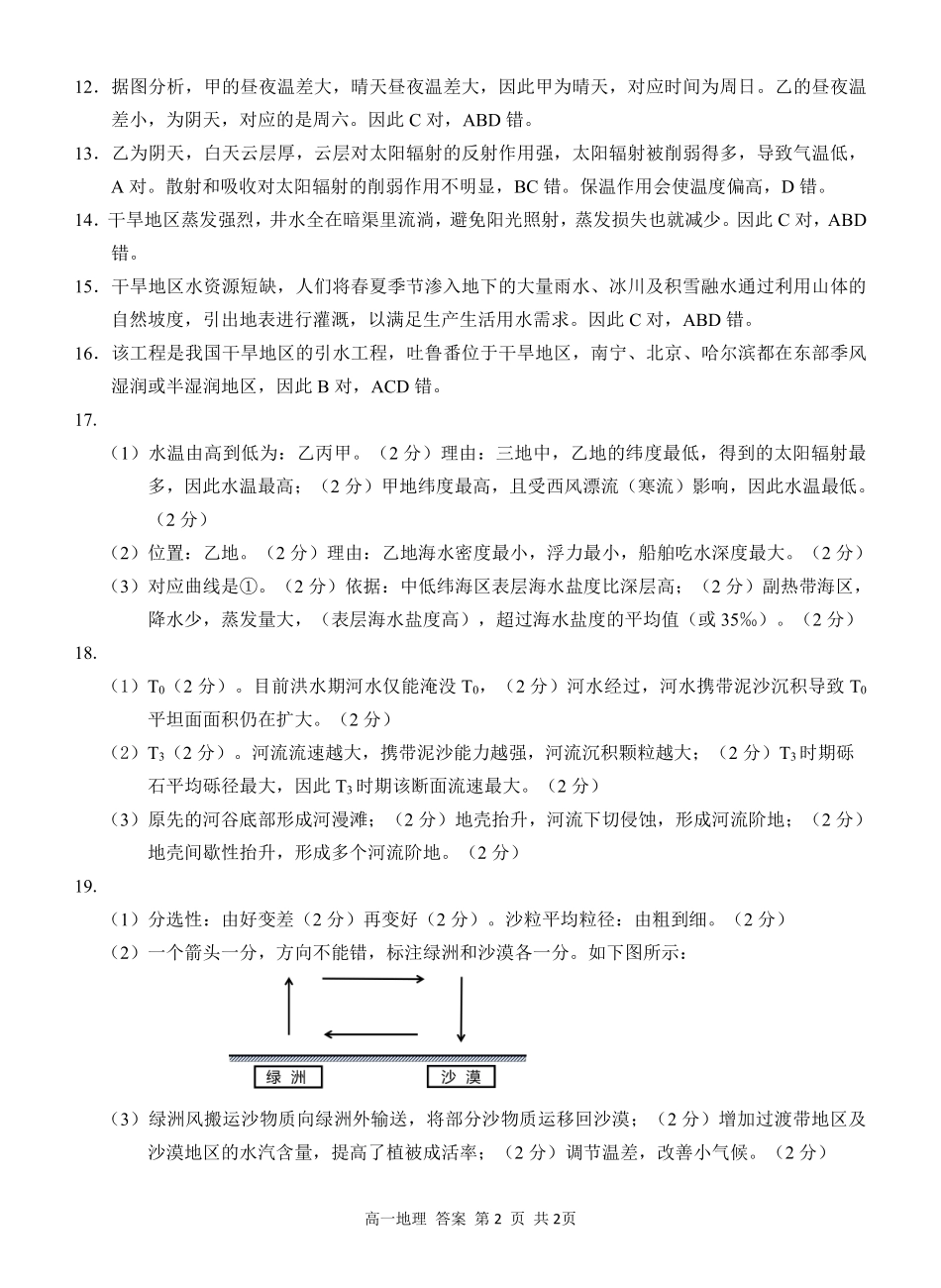广西河池市2024-2025学年高一上学期12月联盟考试地理答案.pdf_第2页