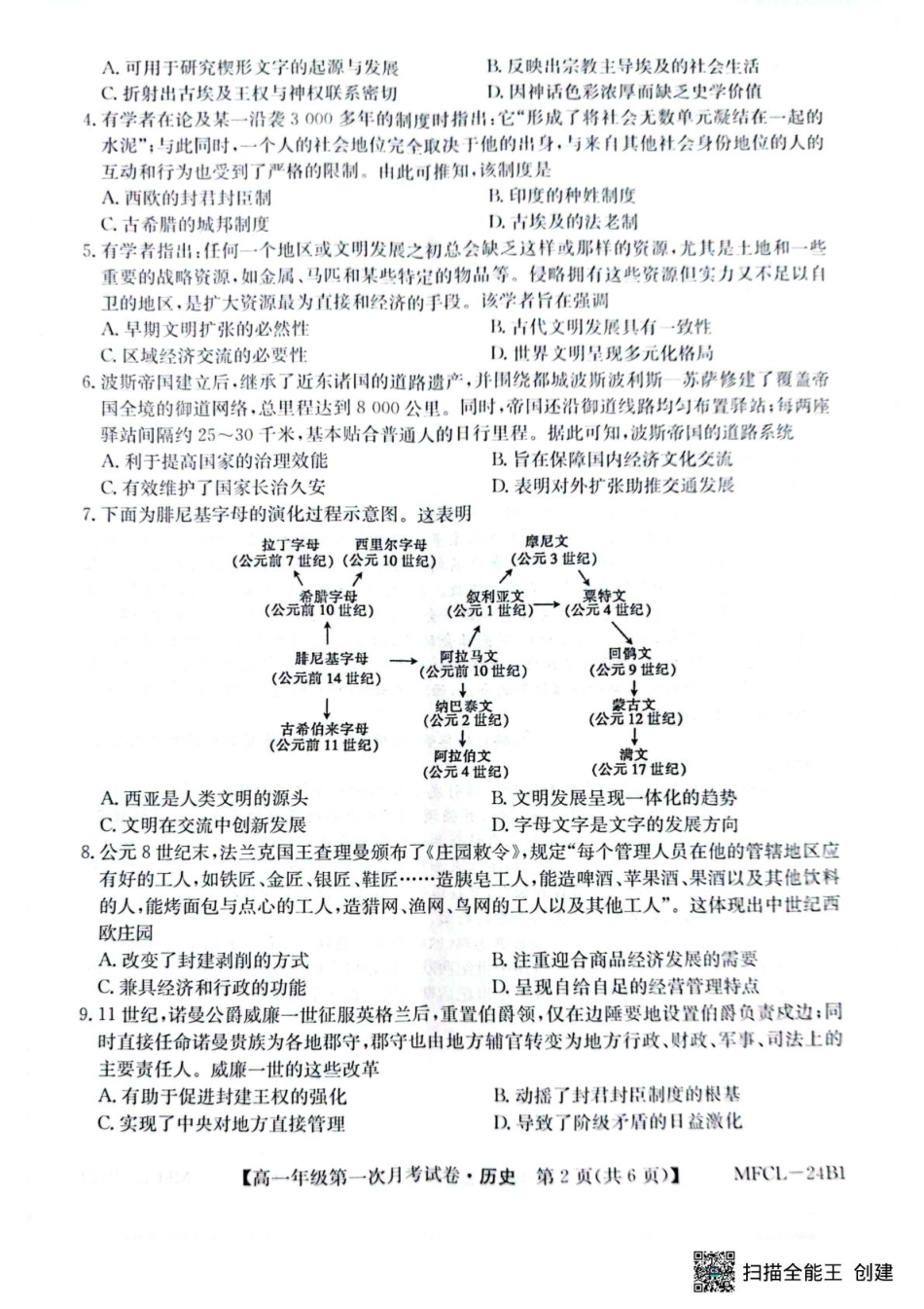 河北省沧州市四县联考2024-2025学年高一下学期3月月考历史.pdf_第2页