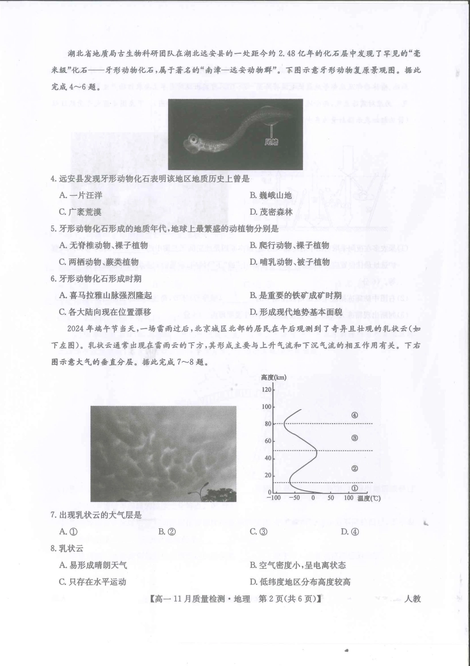 河南省九师联盟2024-2025学年高一上学期11月期中考试地理含解析.pdf_第2页