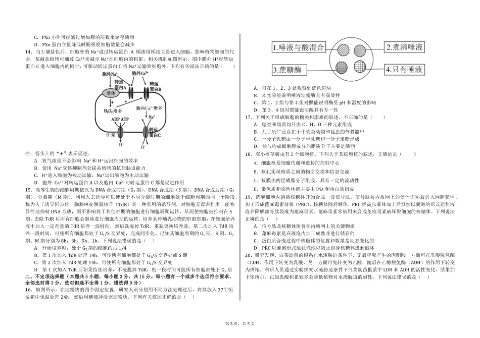 黑龙江省大庆铁人中学2024-2025学年高一下学期开学考试生物试题.pdf_第3页
