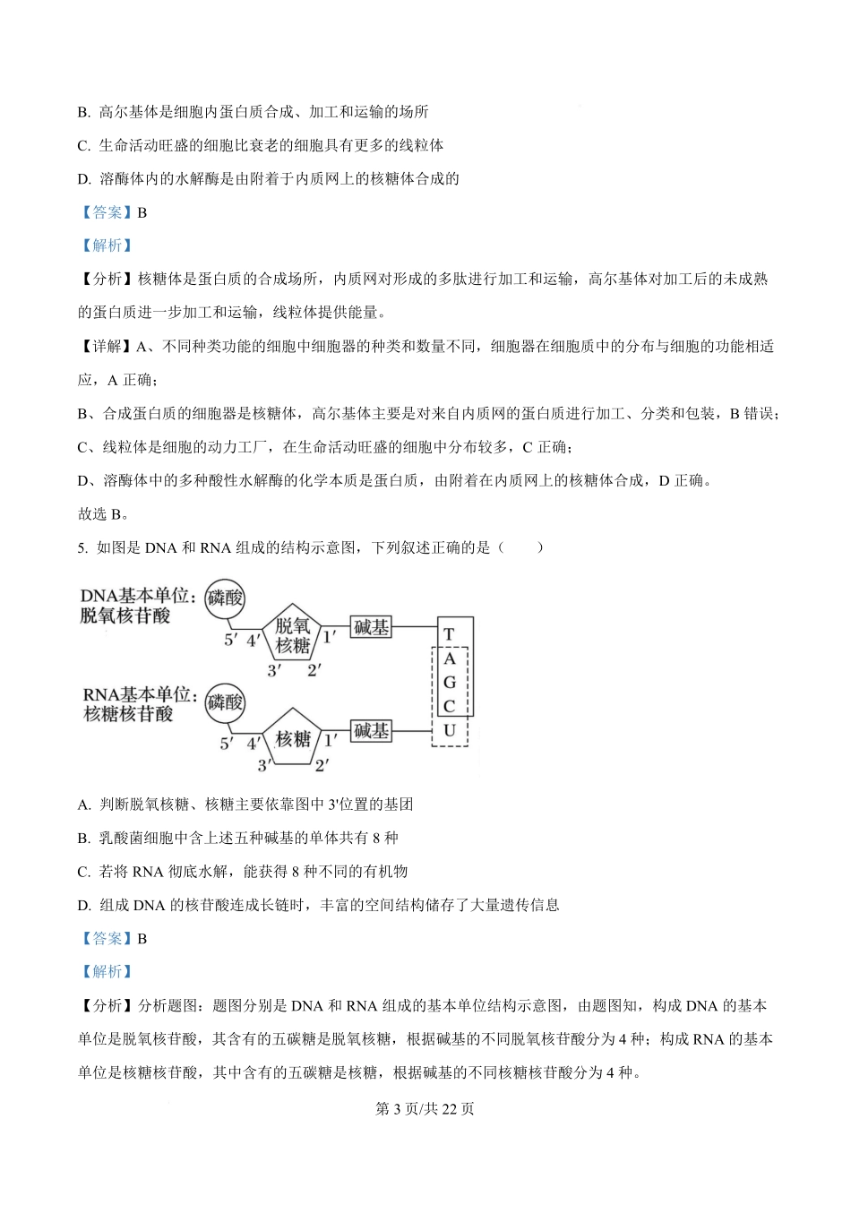湖北省武汉市洪山高级中学2024-2025学年高一下学期2月考试生物试卷含解析.pdf_第3页