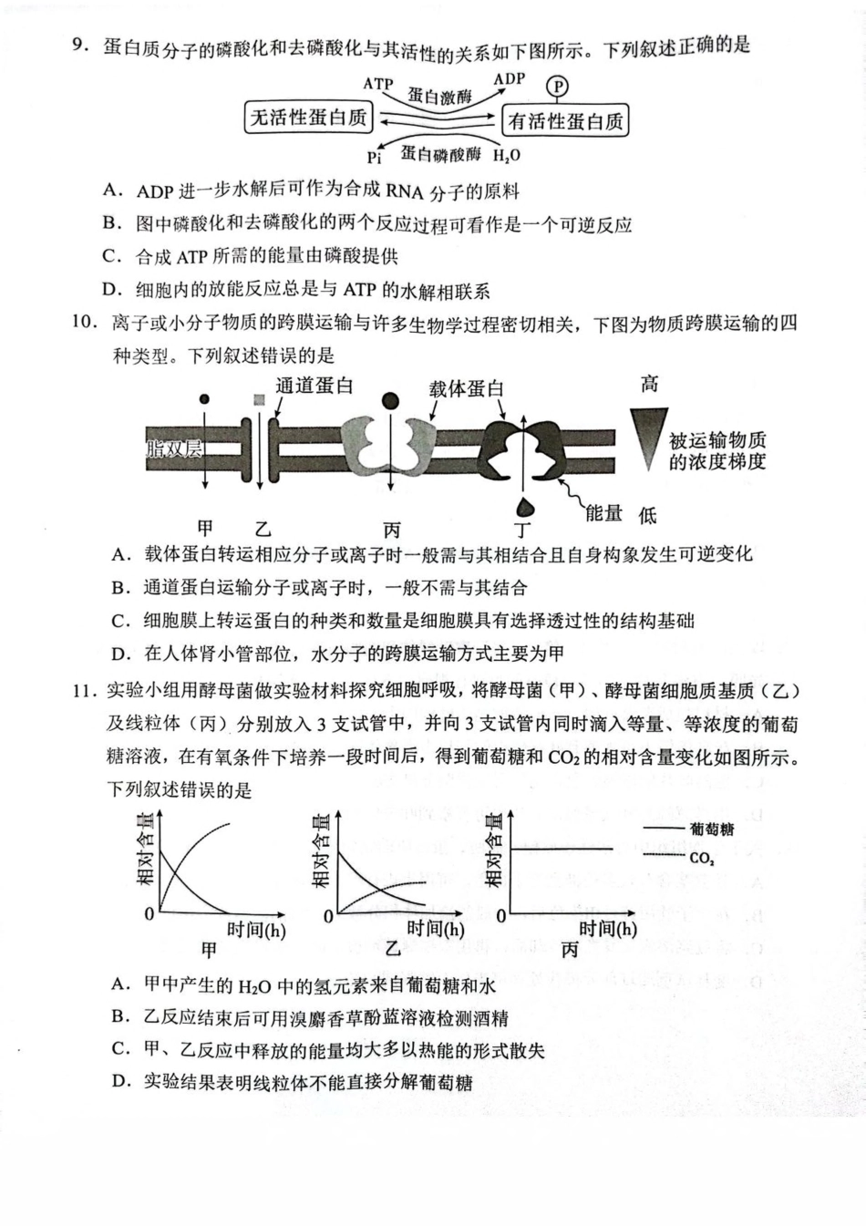 湖南省永州市2024-2025学年高一上学期期末质量监测试题生物含答案.pdf_第3页