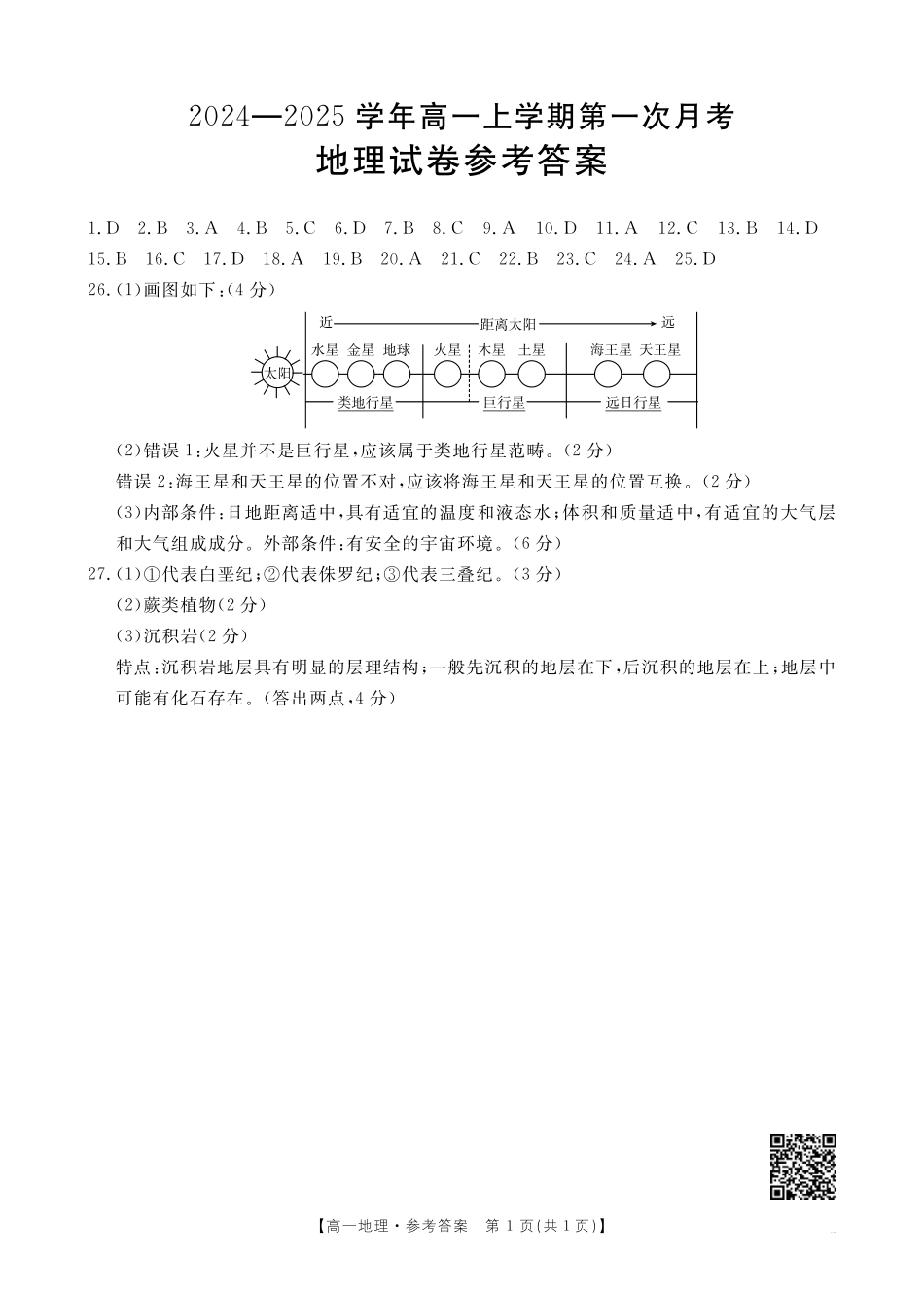 吉林辽宁2025年高一金太阳10月联考地理答案.pdf_第1页