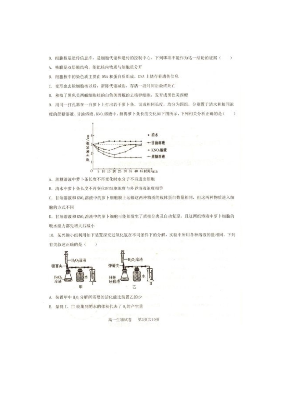 辽宁省抚顺市省重点高中六校协作体2024-2025学年高一上学期期末考试生物含答案.pdf_第3页