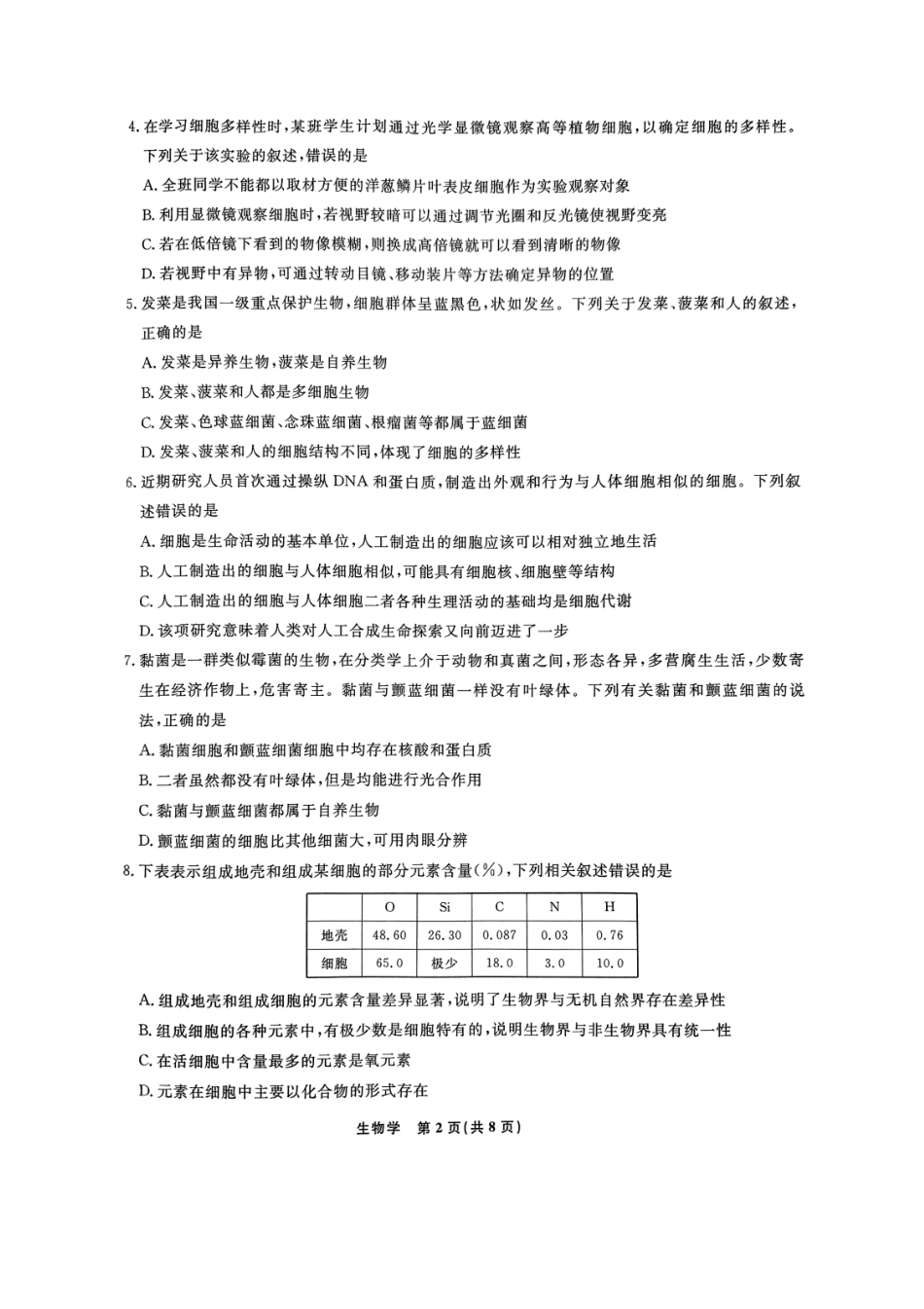 辽宁省名校联盟2024-2025学年高一上学期10月联合考试生物含解析.pdf_第2页