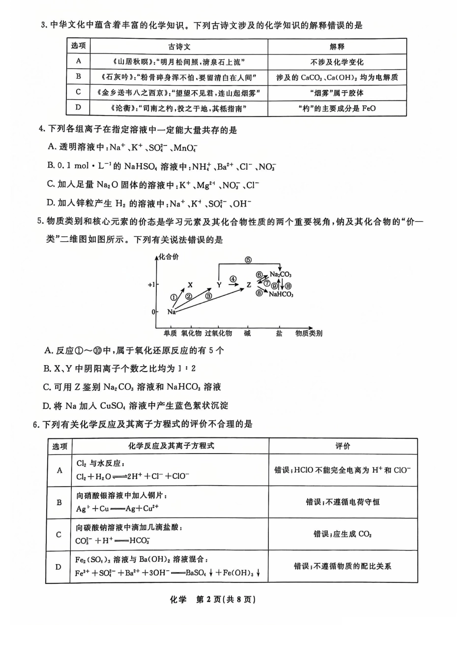 辽宁省名校联盟普通高中2024-2025学年高一12月月考化学试题.pdf_第2页