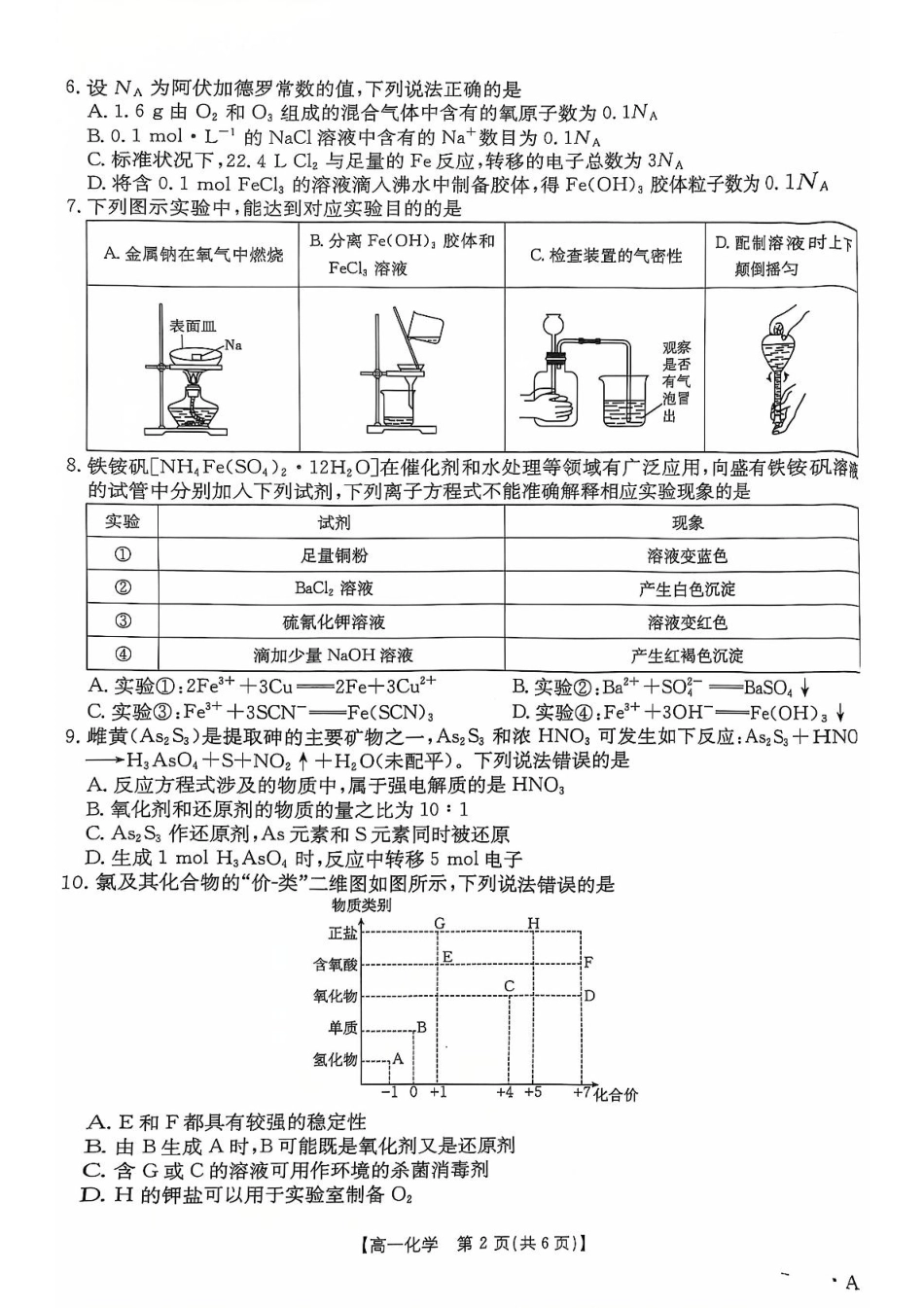 山东省大联考2024-2025学年高一上学期12月月考化学试卷（含答案）.pdf_第2页