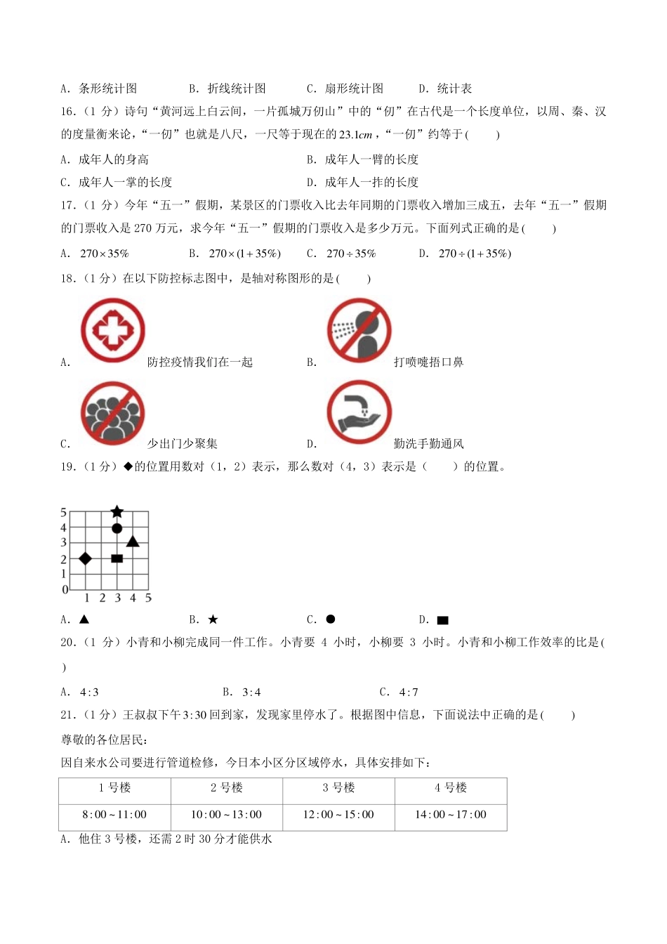 （小升初分班押题）深圳市2024年六年级小升初数学分班考试调研押题卷（原卷）.pdf_第3页