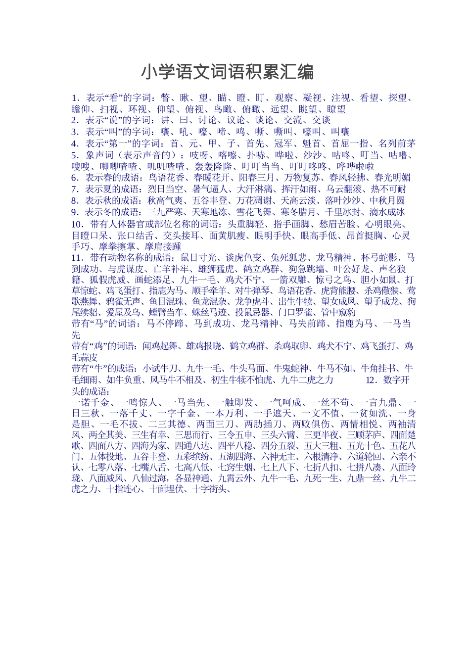 1、小学语文词语积累汇编-小学作文素材.docx_第1页