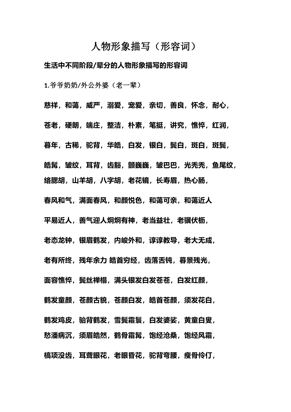 人物形象描写（形容词）-小学作文素材.docx_第1页