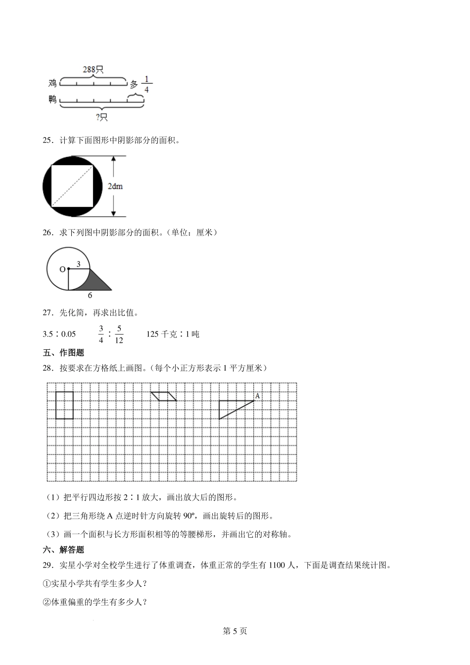 小升初全真模拟重点中学分班考预测必刷卷--2024年六年级下册数学人教版.pdf_第3页
