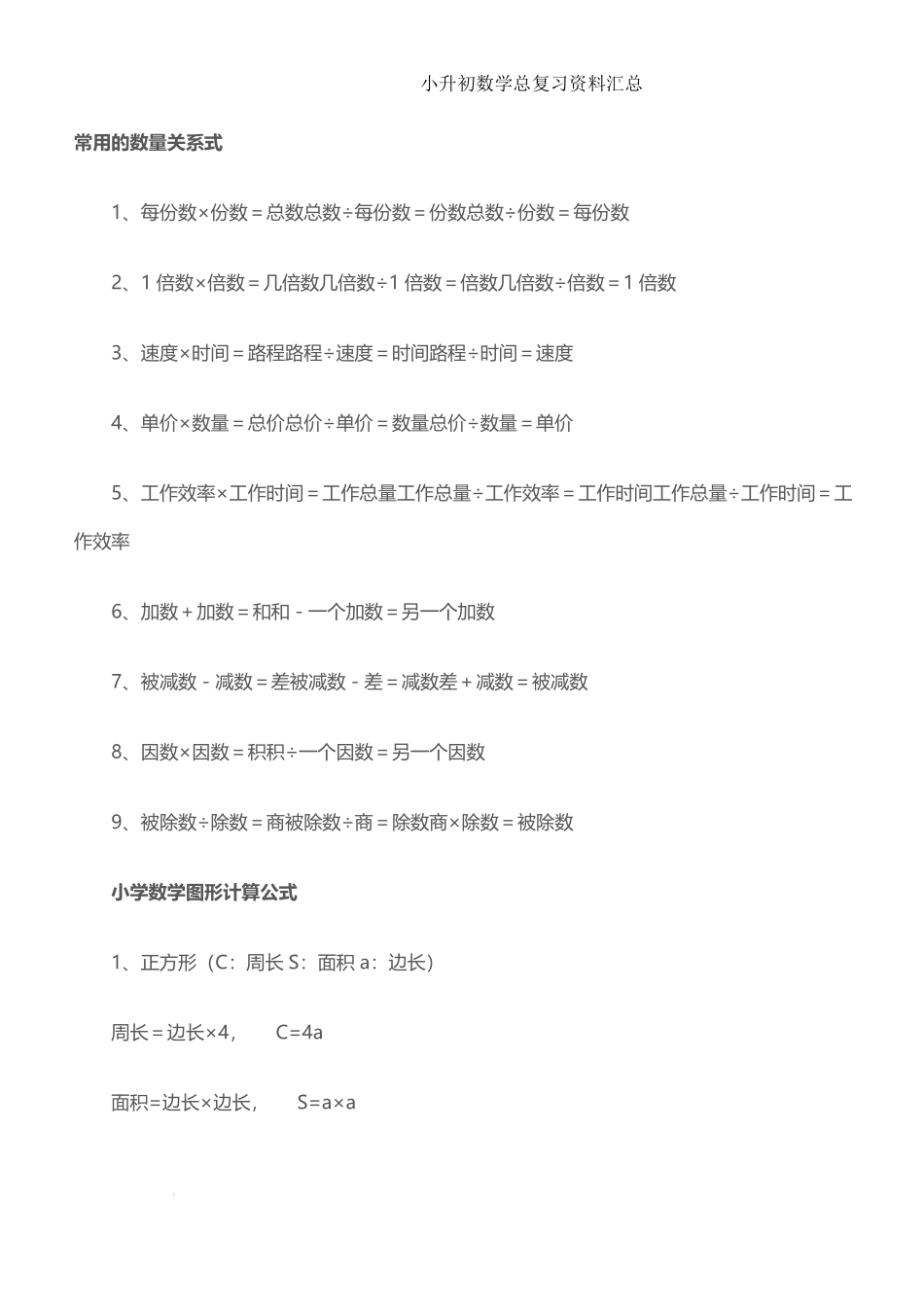 小升初总复习知识点（知识点）--六年级下册数学人教版.pdf_第1页