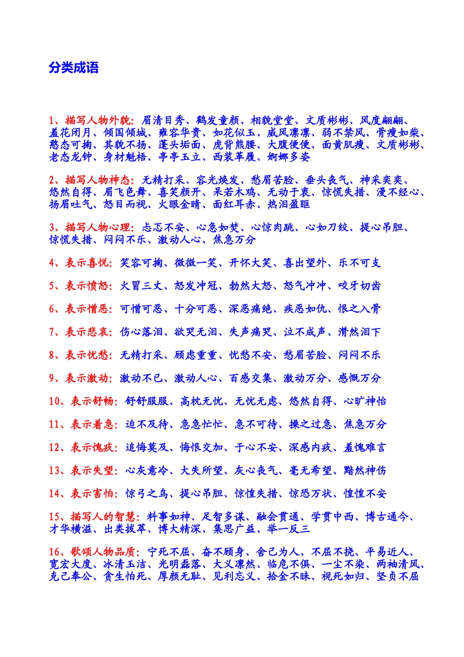 小学作文素材--成语分类大全-小学作文素材.doc_第1页