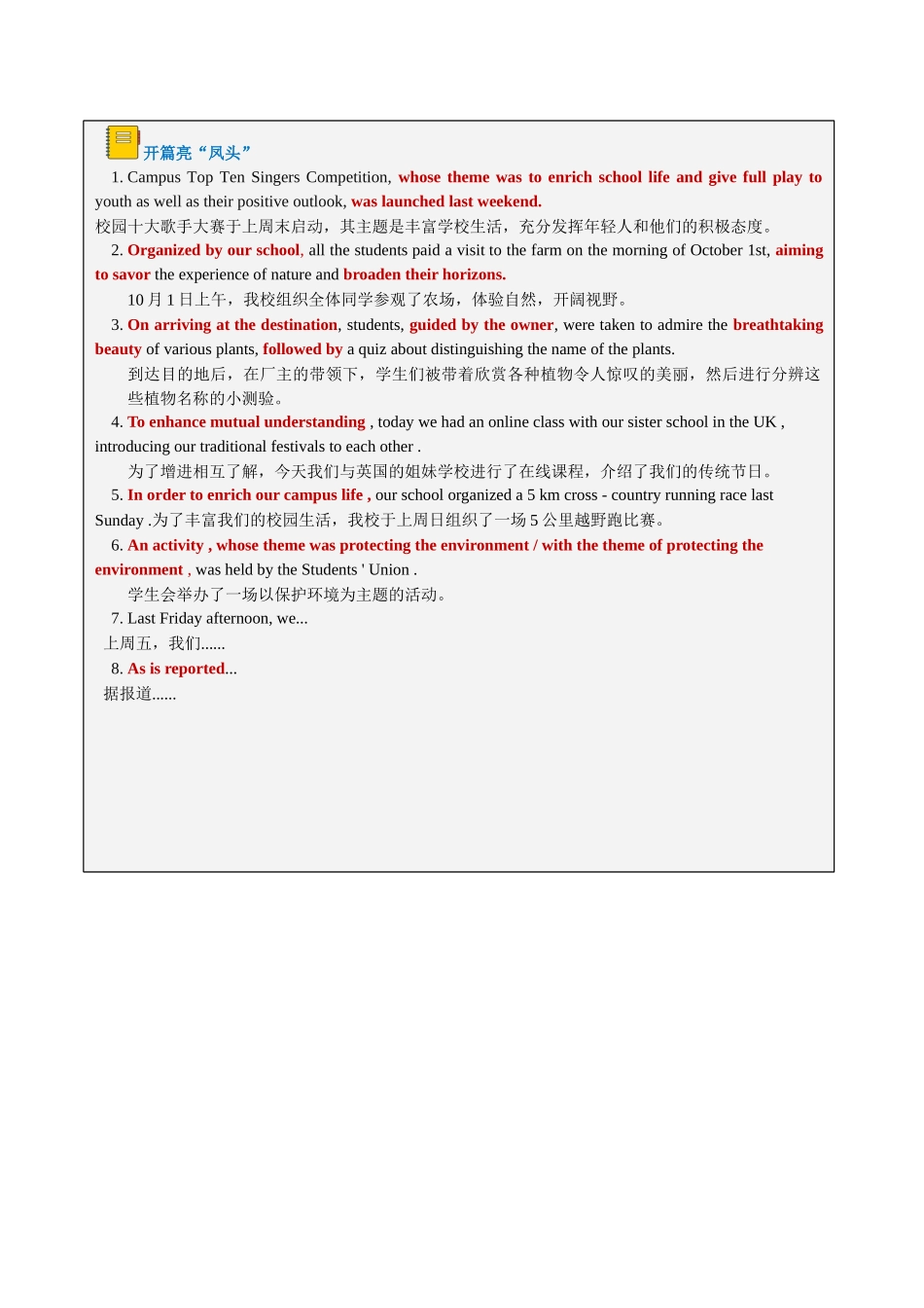 2024年高考英语书面表达答题模板-题型02 活动报道（答题模板与解题技巧）（解析版）.docx_第3页