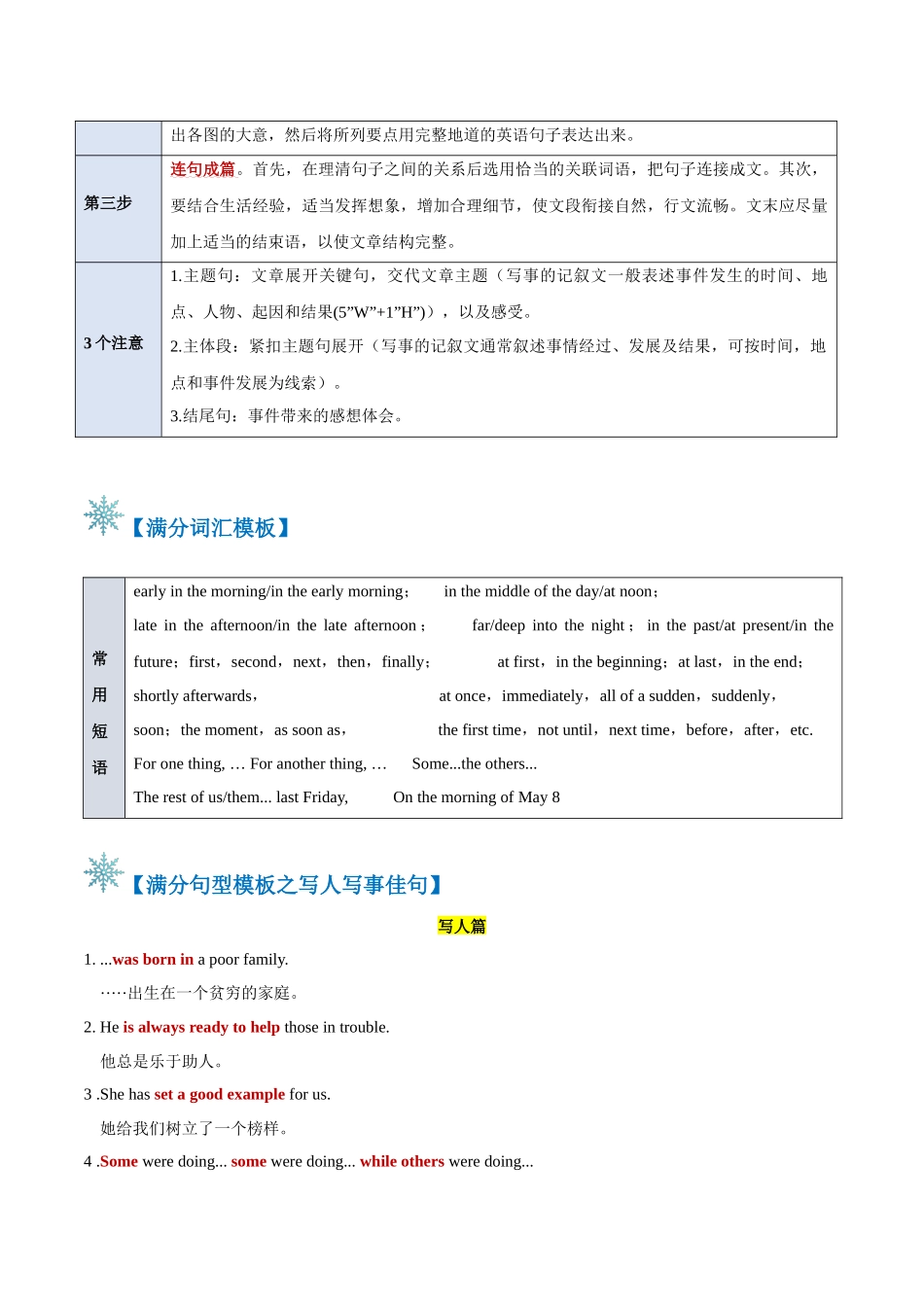 2024年高考英语书面表达答题模板-题型14 记叙文（答题模板与解题技巧） （原卷版）.docx_第2页