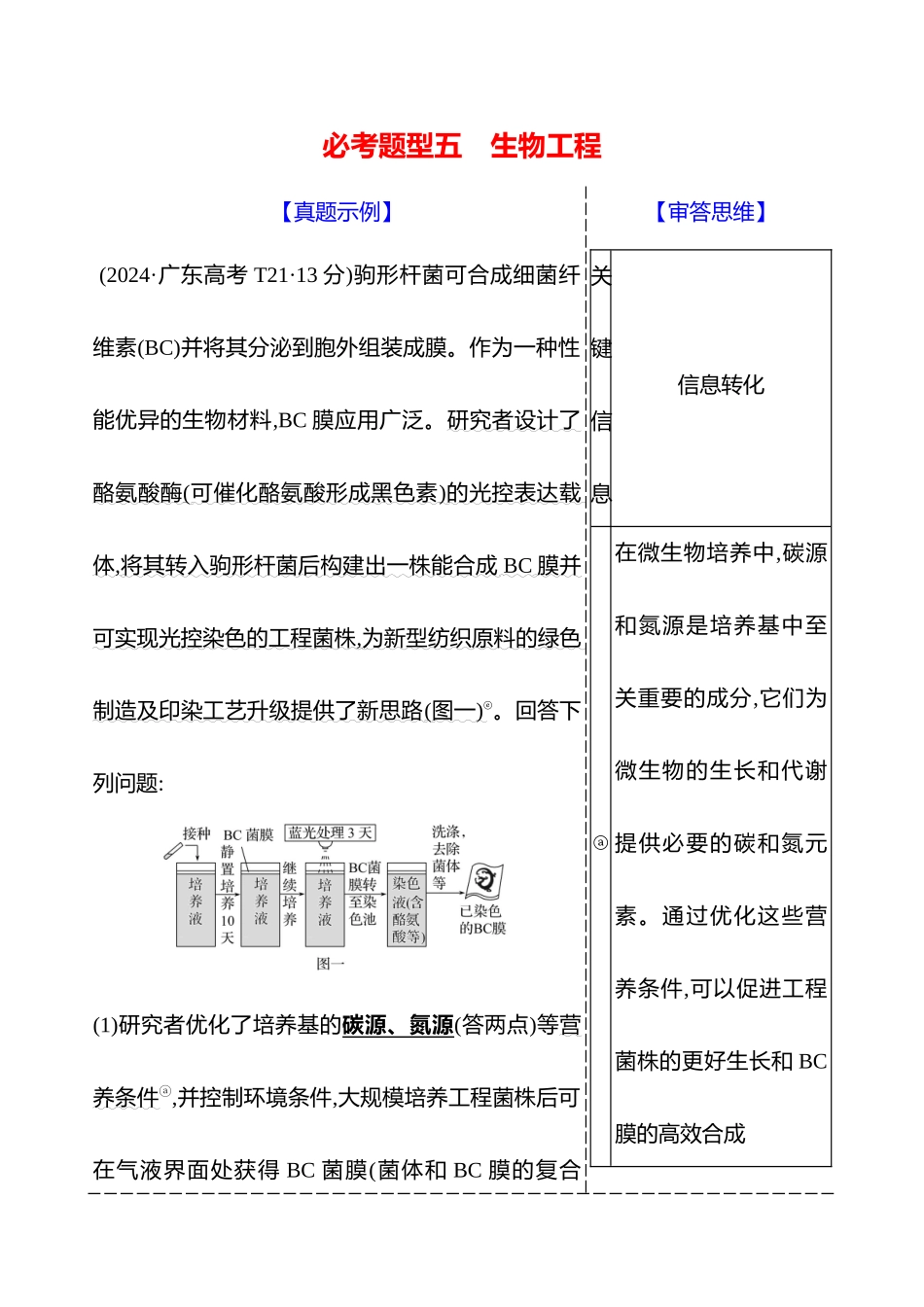 2025高考冲刺答题技巧预测生物-二　必考题型五　生物工程.docx_第1页