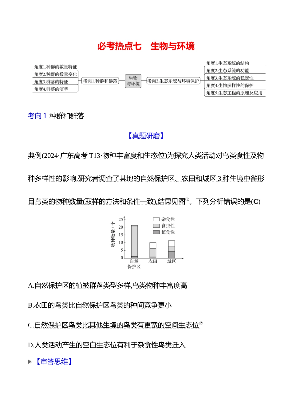 2025高考冲刺答题技巧预测生物-一　必考热点七　生物与环境.docx_第1页