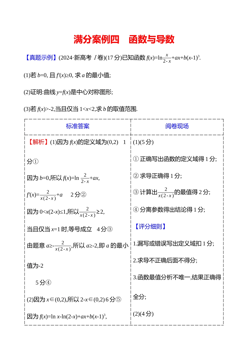 2025高考冲刺答题技巧预测数学-满分案例四　函数与导数.docx_第1页