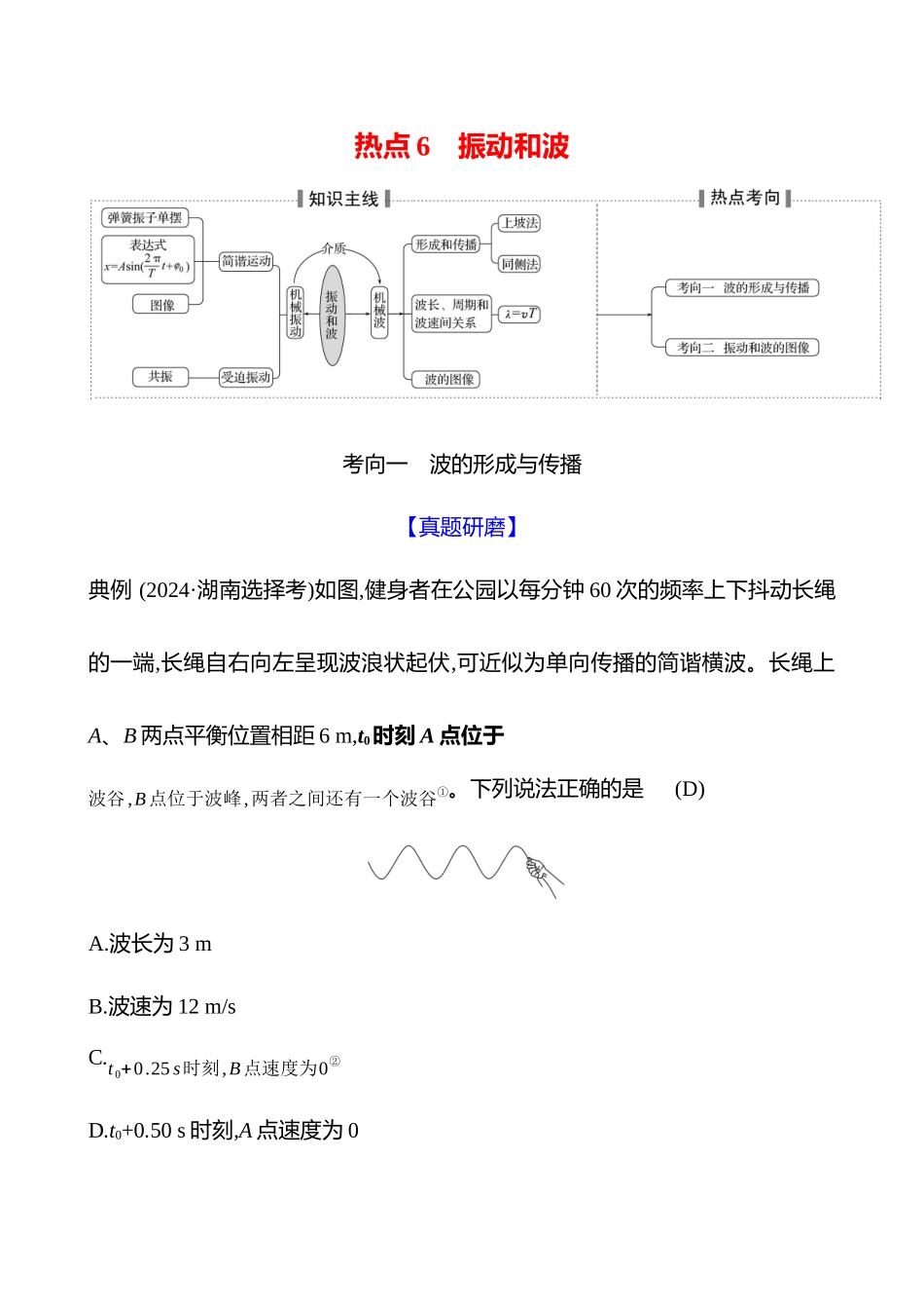 2025高考冲刺答题技巧预测物理-热点6 　振动和波.docx_第1页