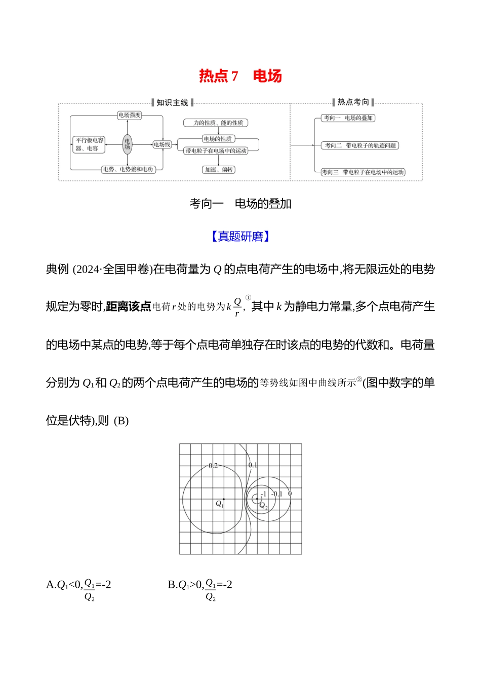 2025高考冲刺答题技巧预测物理-热点7 　电场.docx_第1页