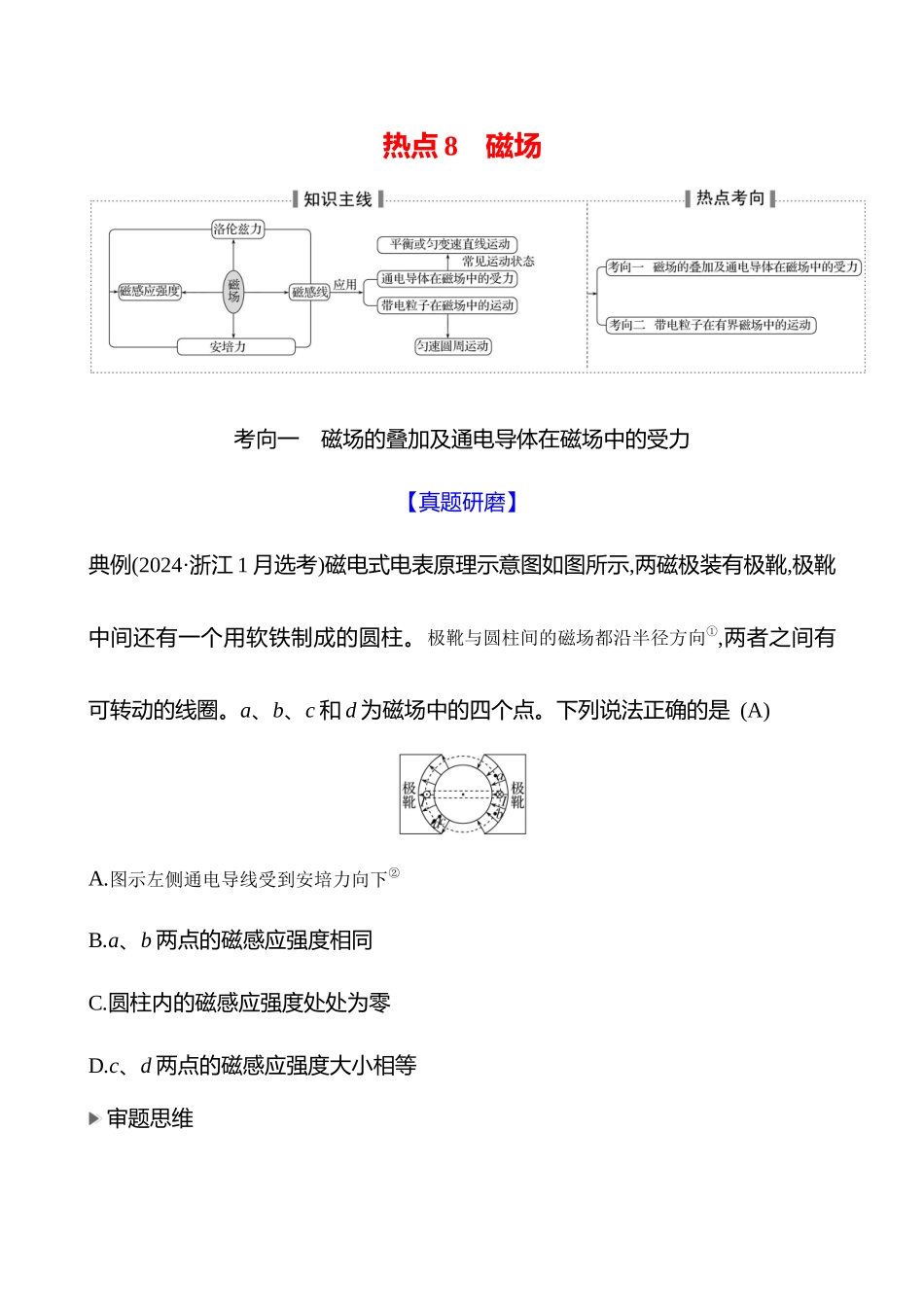 2025高考冲刺答题技巧预测物理-热点8 　磁场.docx_第1页