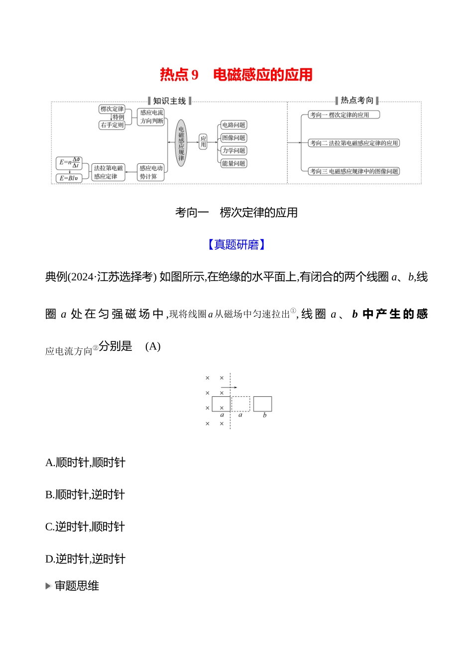 2025高考冲刺答题技巧预测物理-热点9 　电磁感应的应用.docx_第1页