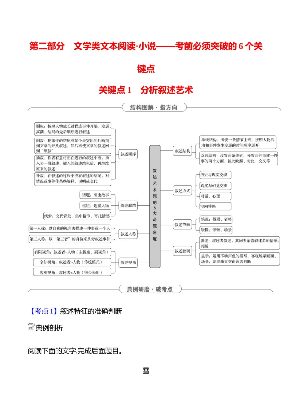 2025高考冲刺答题技巧预测语文-第二部分　关键点1 　分析叙述艺术.docx_第1页