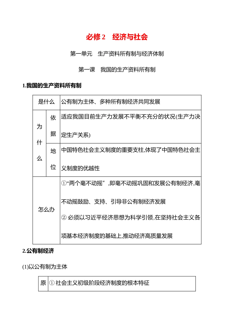 2025高考冲刺答题技巧预测政治-必修2　经济与社会.docx_第1页