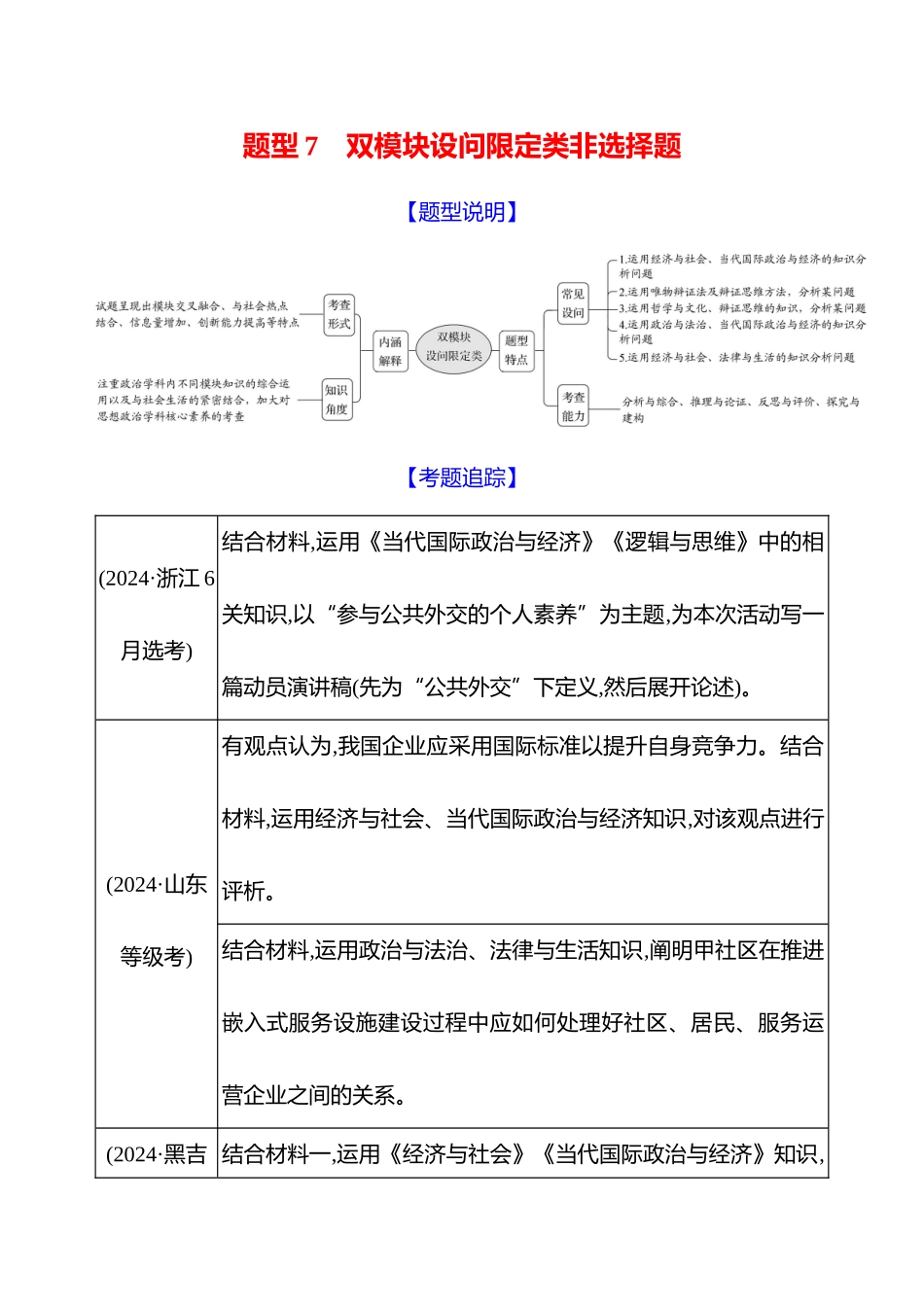2025高考冲刺答题技巧预测政治-题型7　双模块设问限定类非选择题.docx_第1页