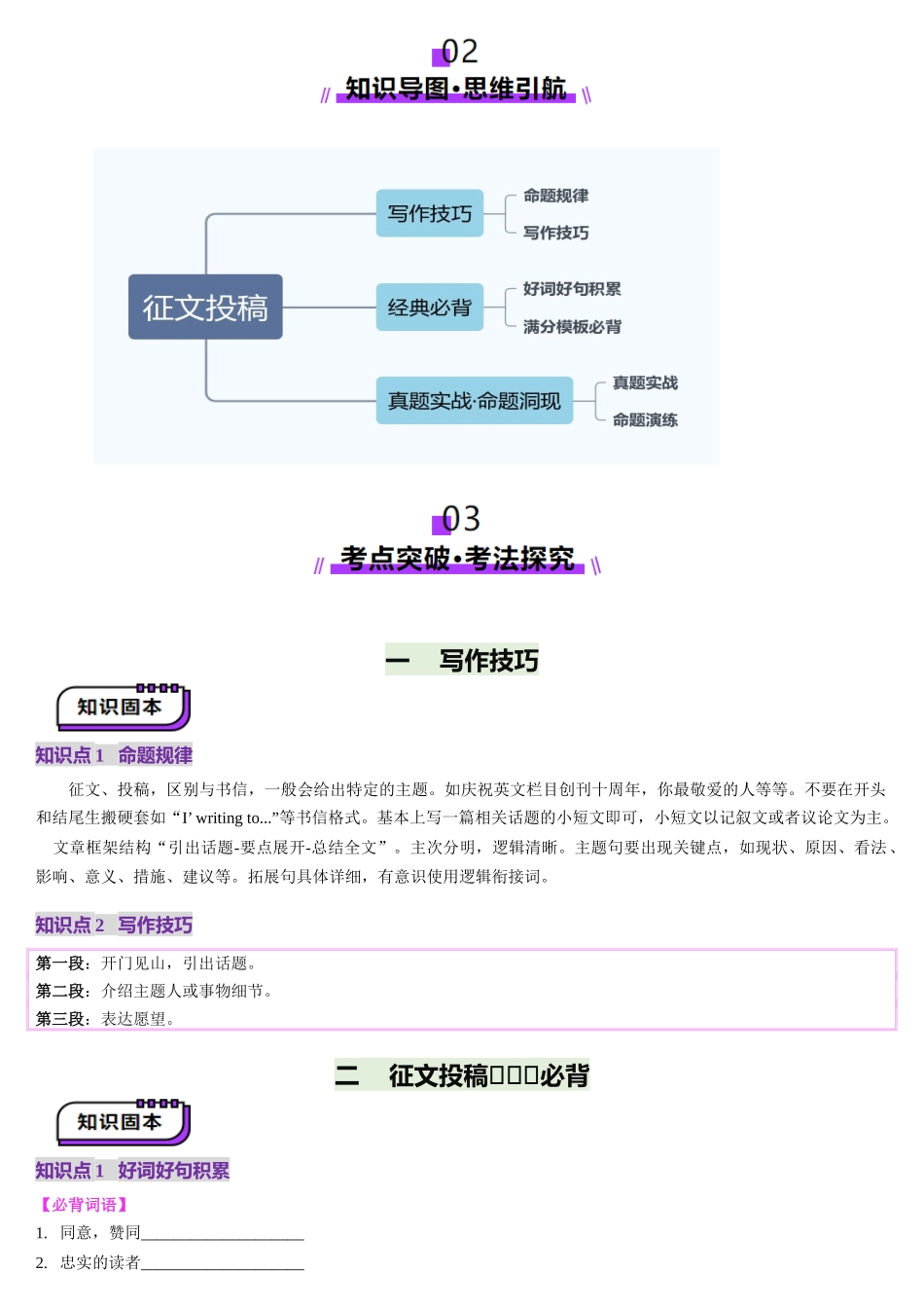 2025年高考英语应用讲义-第02讲 征文投稿（讲义）-（原卷版).docx_第2页