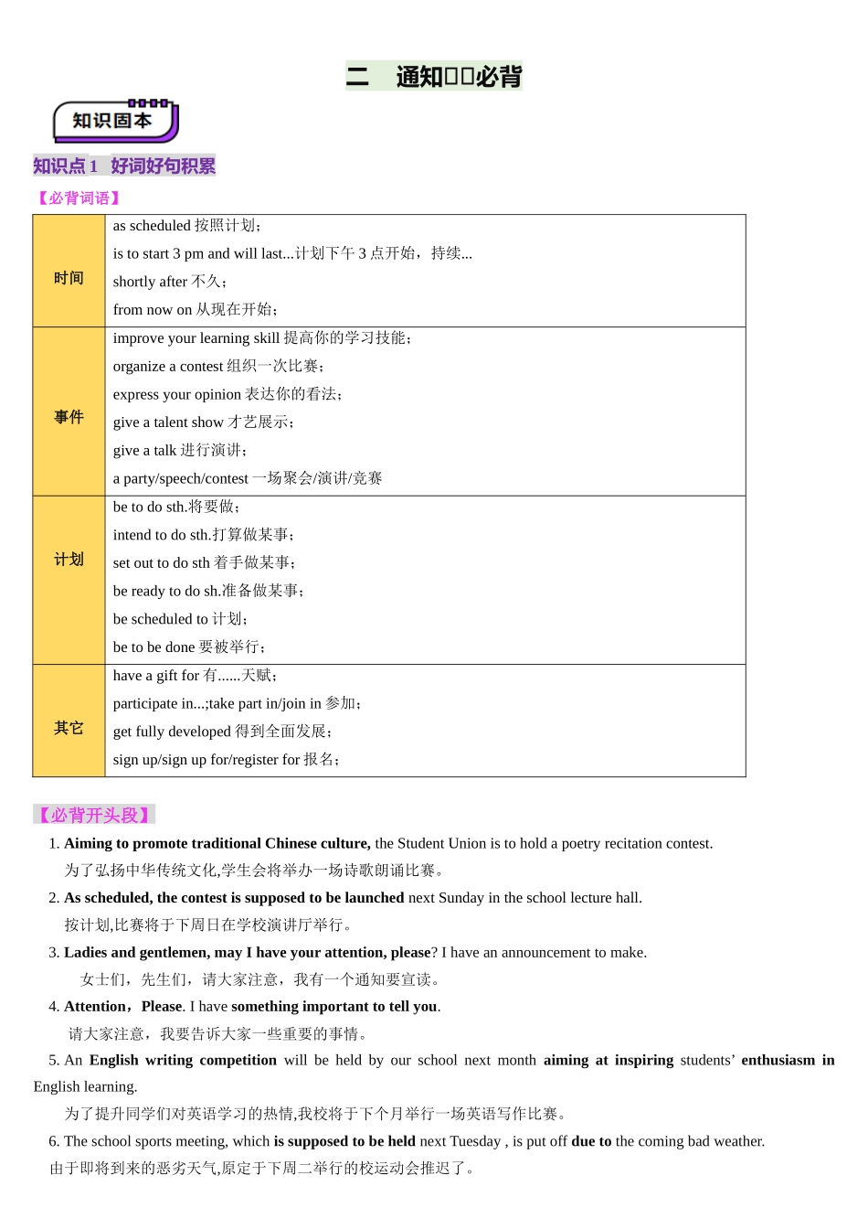 2025年高考英语应用讲义-第05讲 通知（讲义）-（原卷版).docx_第3页