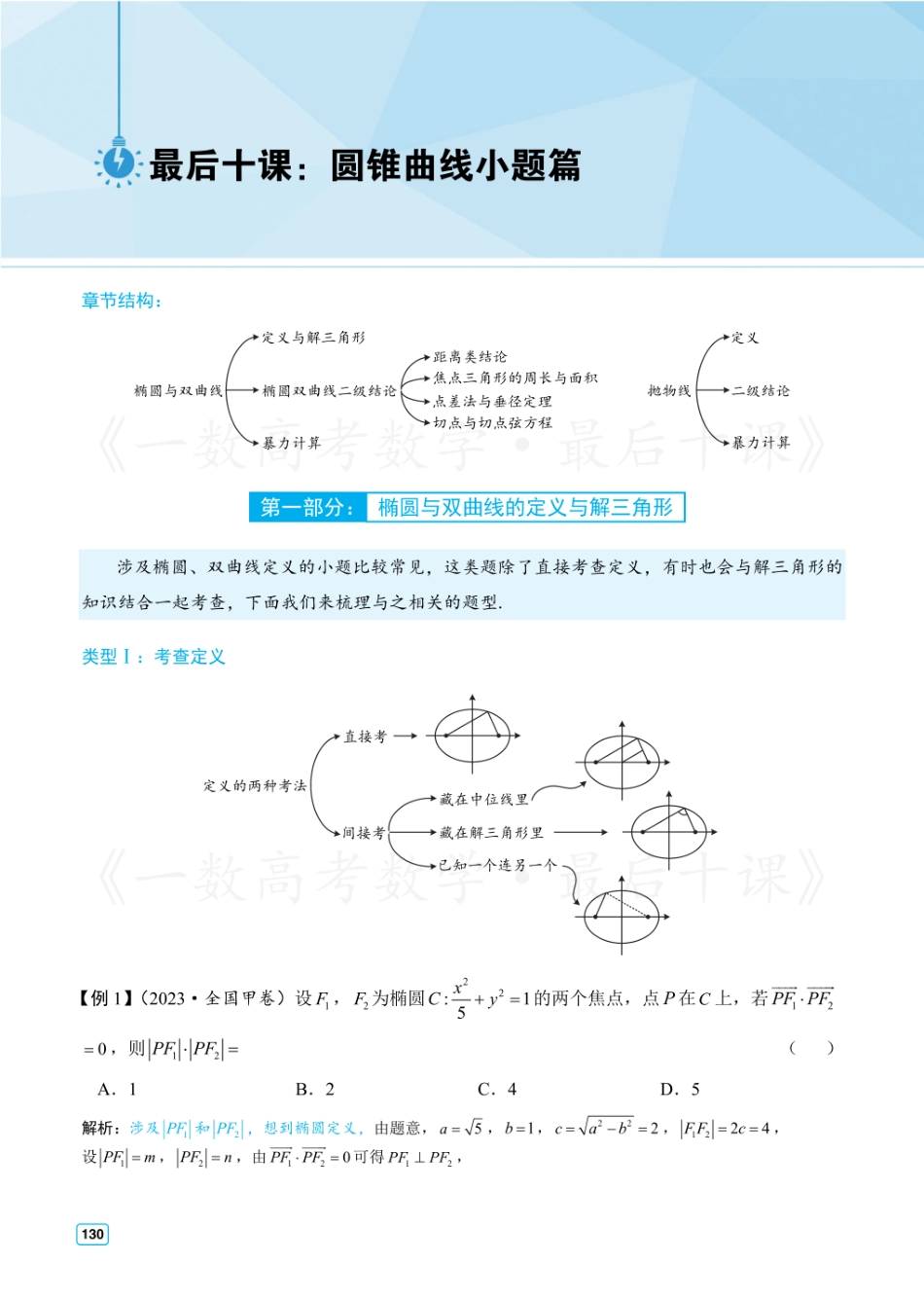 【20250517】最后十课第八课：圆锥曲线小题（方法册）.pdf_第1页