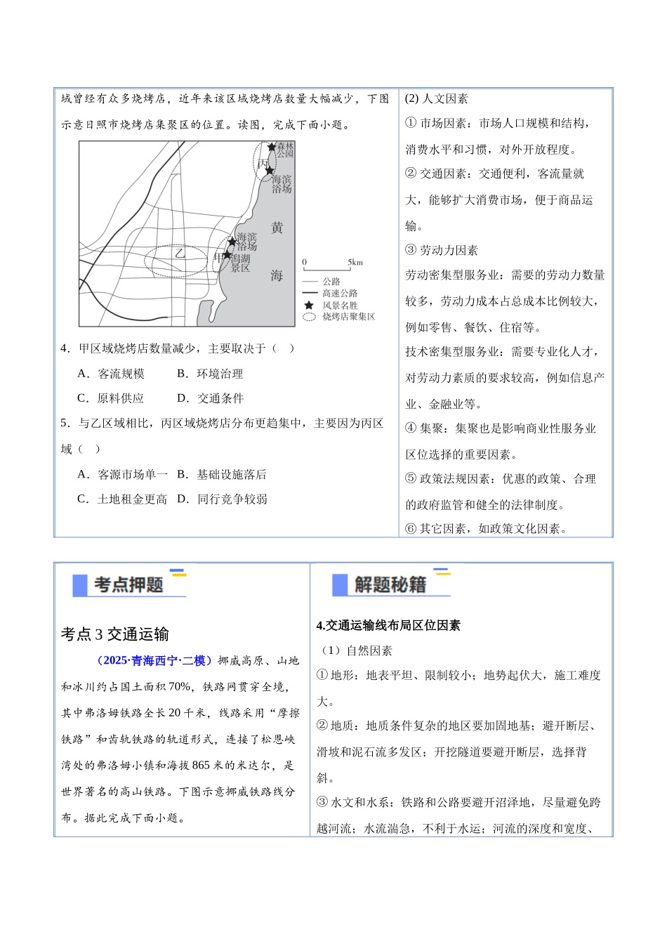 猜押08工业、服务业与交通-2025年高考地理冲刺抢押秘籍（新高考通用）（原卷版）.docx_第3页